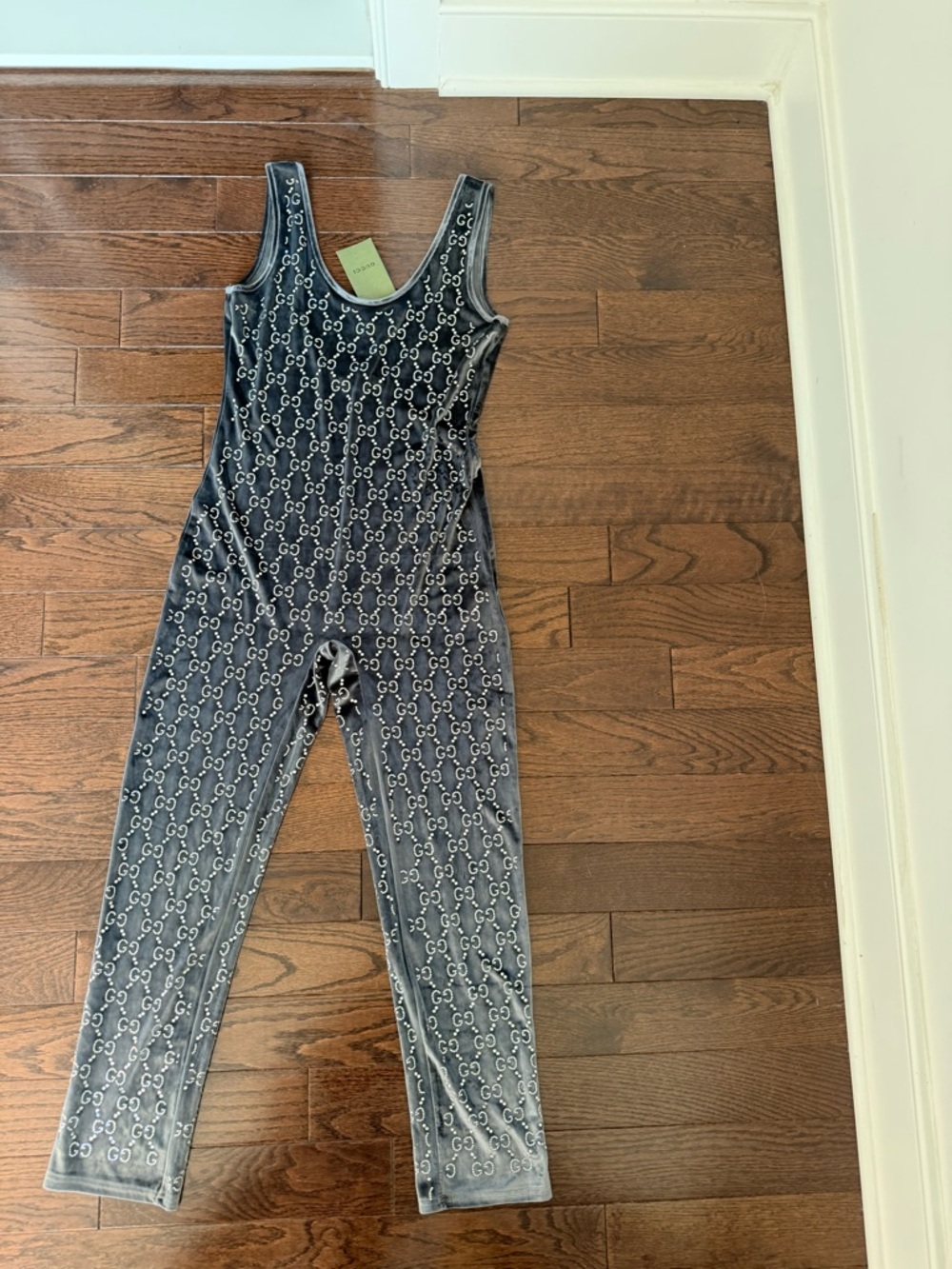 Gucci Girls Gray Monogram Sleeveless One-Piece Jumpsuit